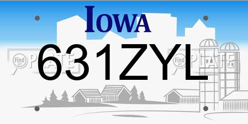 631ZYL Iowa License Plate