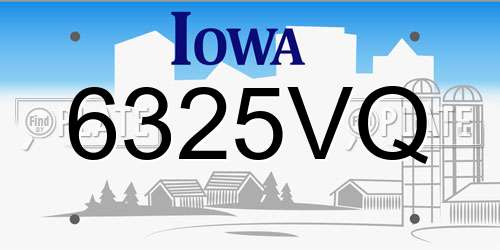 6325VQ Iowa License Plate