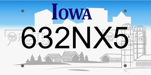 632NX5 Iowa License Plate