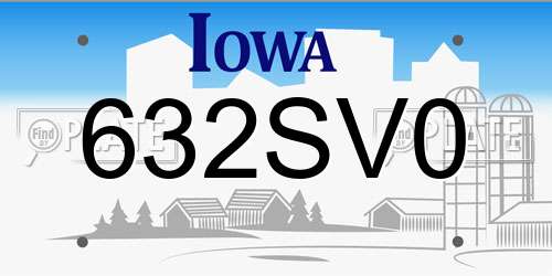 632SV0 Iowa License Plate