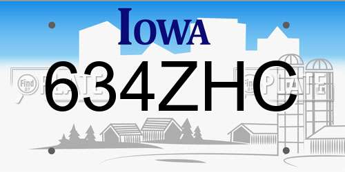 634ZHC Iowa License Plate