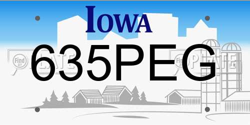 635PEG Iowa License Plate