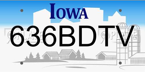 636BDTV Iowa License Plate