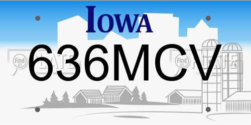 636MCV Iowa License Plate
