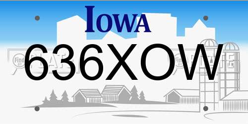 636XOW Iowa License Plate