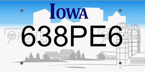 638PE6 Iowa License Plate