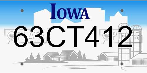 63CT412 Iowa License Plate