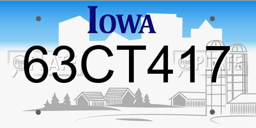 63CT417 Iowa License Plate