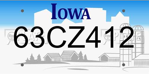 63CZ412 Iowa License Plate