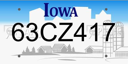 63CZ417 Iowa License Plate