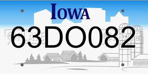 63DO082 Iowa License Plate