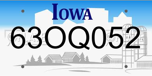 63OQ052 Iowa License Plate