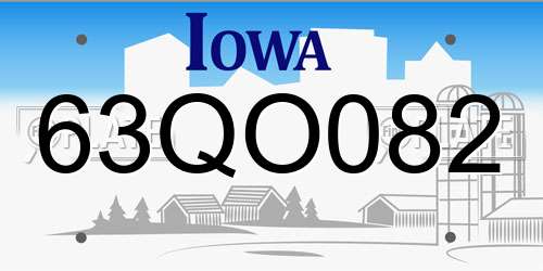 63QO082 Iowa License Plate