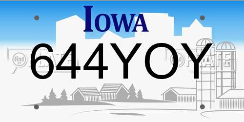 644YOY Iowa License Plate