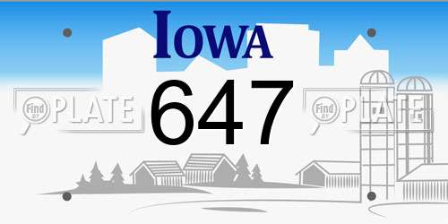 647 Iowa License Plate