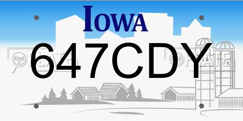 647CDY Iowa License Plate