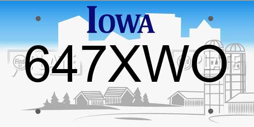 647XWO Iowa License Plate
