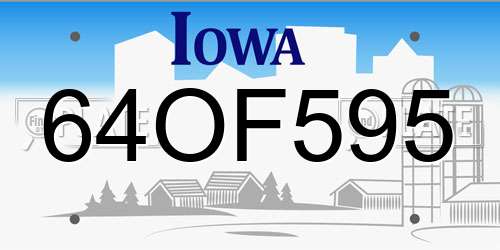 64OF595 Iowa License Plate