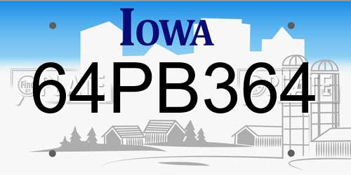 64PB364 Iowa License Plate