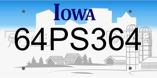 64PS364 Iowa License Plate
