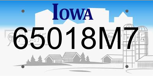 65018M7 Iowa License Plate