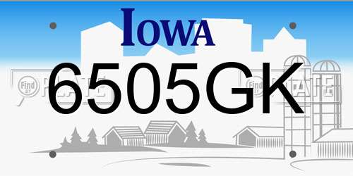 6505GK Iowa License Plate