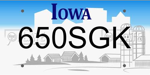 650SGK Iowa License Plate