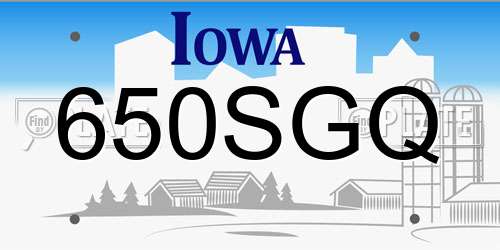 650SGQ Iowa License Plate