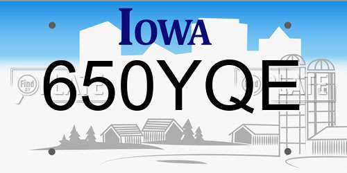 650YQE Iowa License Plate