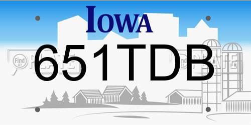 651TDB Iowa License Plate