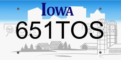 651TOS Iowa License Plate