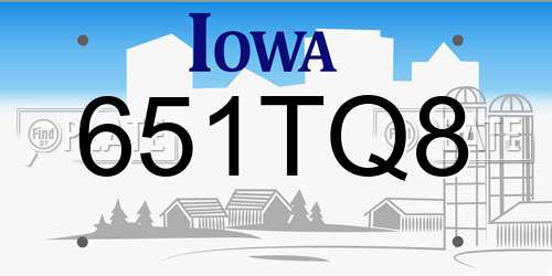 651TQ8 Iowa License Plate