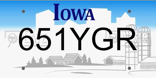 651YGR Iowa License Plate