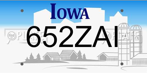 652ZAI Iowa License Plate