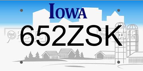 652ZSK Iowa License Plate