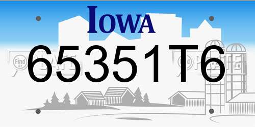 65351T6 Iowa License Plate