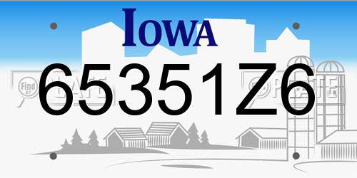 65351Z6 Iowa License Plate