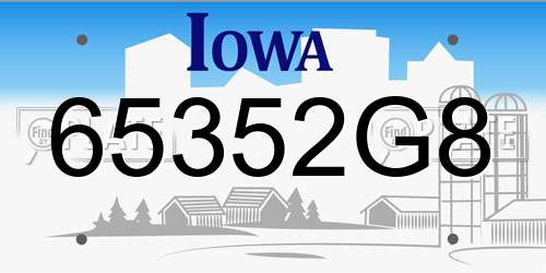 65352G8 Iowa License Plate