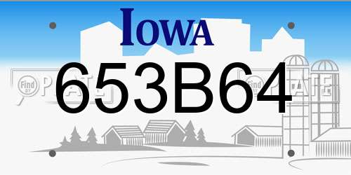 653B64 Iowa License Plate
