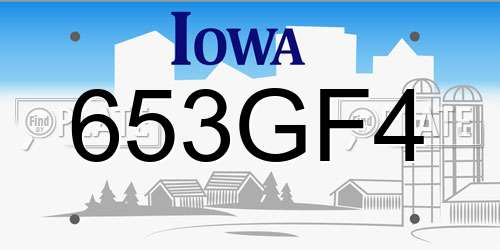 653GF4 Iowa License Plate