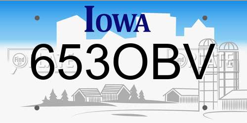 653OBV Iowa License Plate