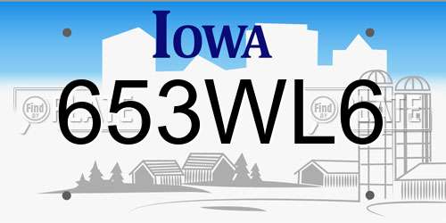 653WL6 Iowa License Plate