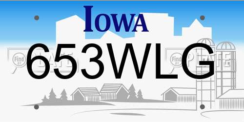653WLG Iowa License Plate