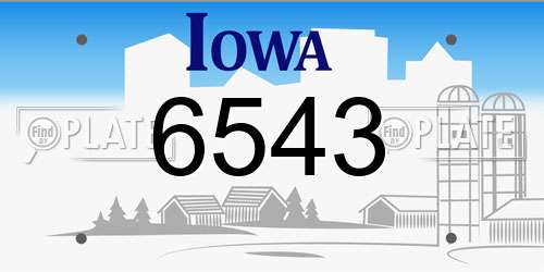 6543 Iowa License Plate