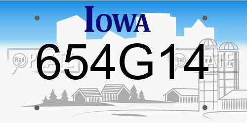 654G14 Iowa License Plate