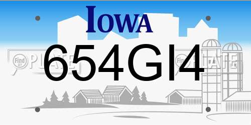 654GI4 Iowa License Plate