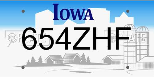 654ZHF Iowa License Plate