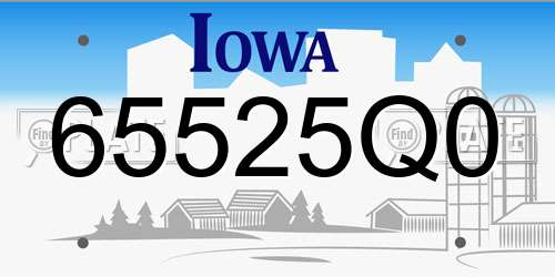 65525Q0 Iowa License Plate