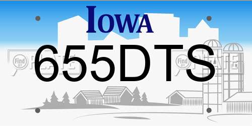 655DTS Iowa License Plate