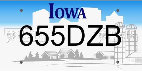 655DZB Iowa License Plate